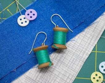Miniatur Garnrollen Ohrringe: 3D Gedruckte Garn Ohrringe Geschenk für Handwerker, Kreuz-Stich, Quilter und Nähen