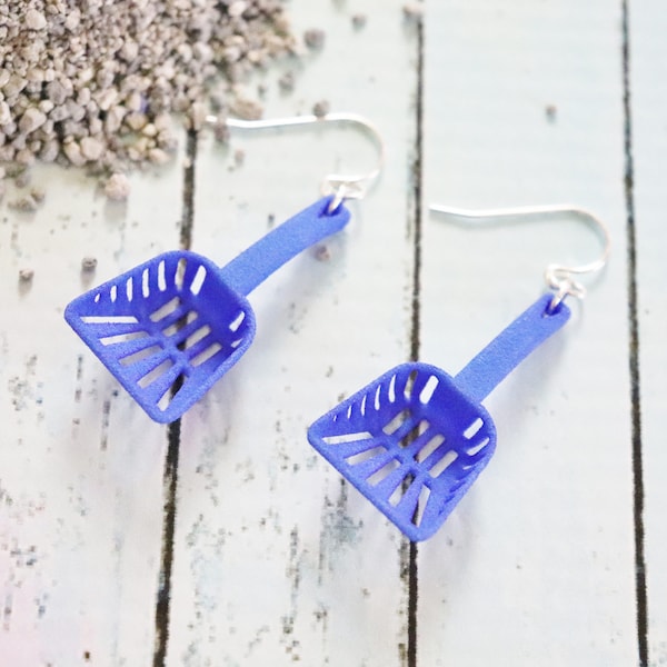 Litter Box Scoop Earrings, 3D Printed Nylon for Cat Moms, Vet Techs, Veterinarian Gift