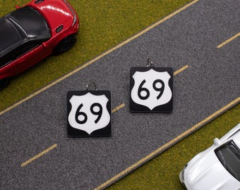 Highway 69 verkeersbord oorbellen: 69 prop cadeau, grappige oorbellen voor vrijgezellenfeest, stoute cadeaus, sexy cadeaus, sexy sieraden, grappig cadeau