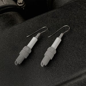 Spark Plug Earrings, 3D Printed Jewelry Gift for Mechanics and Gear Heads