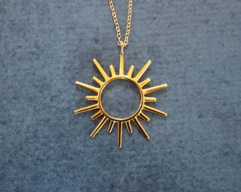 Sun Rays Necklace, 3D Printed Cast Solar Jewelry