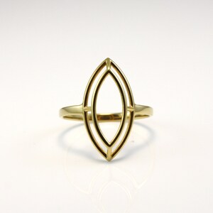 Marquise Ring, 3D Printed Wireframe Marquise Ring, US 9 Ring, 18K Gold Plated Brass, Gold Modern Ring, Gold Statement Ring