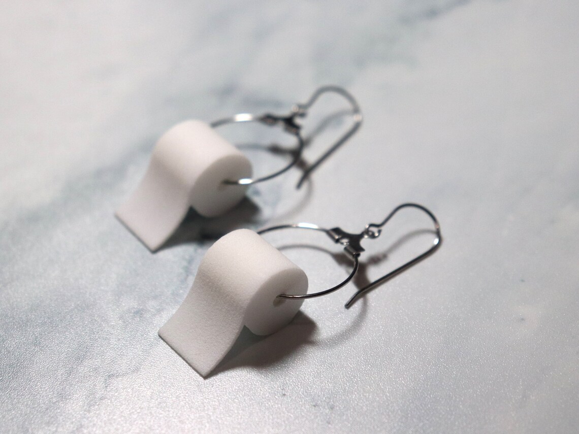 Toilet Paper Roll Earrings 3D Printed Nylon & Stainless Etsy