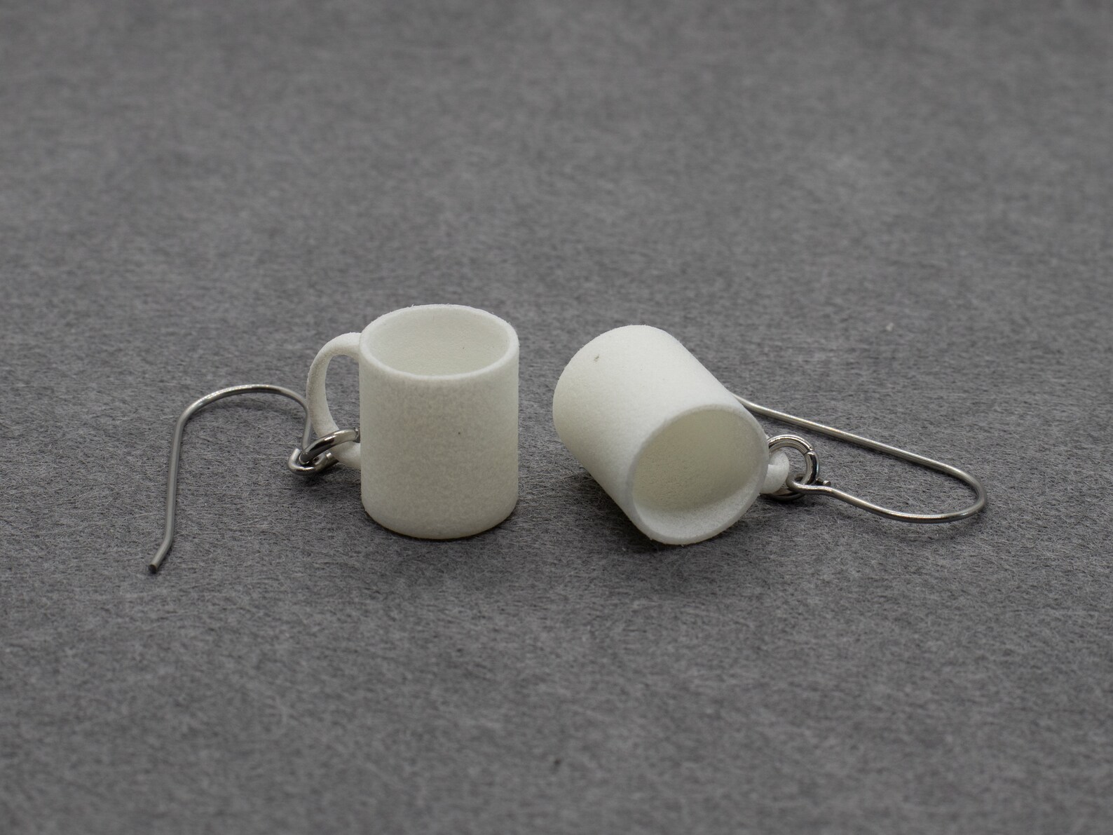Coffee Mug Earrings 3D Printed White Nylon Miniatures Etsy