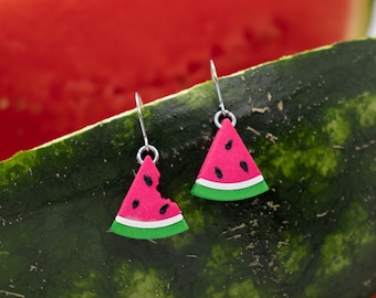 Watermelon Earrings: Miniature Watermelon Jewelry for Summer, 3D Printed Jewelry