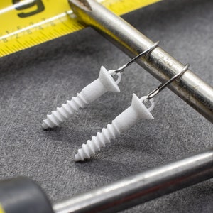 Wood Screw Earrings, 3D Printed Fastener Jewelry Gift for DIY&#39;ers and Carpenters