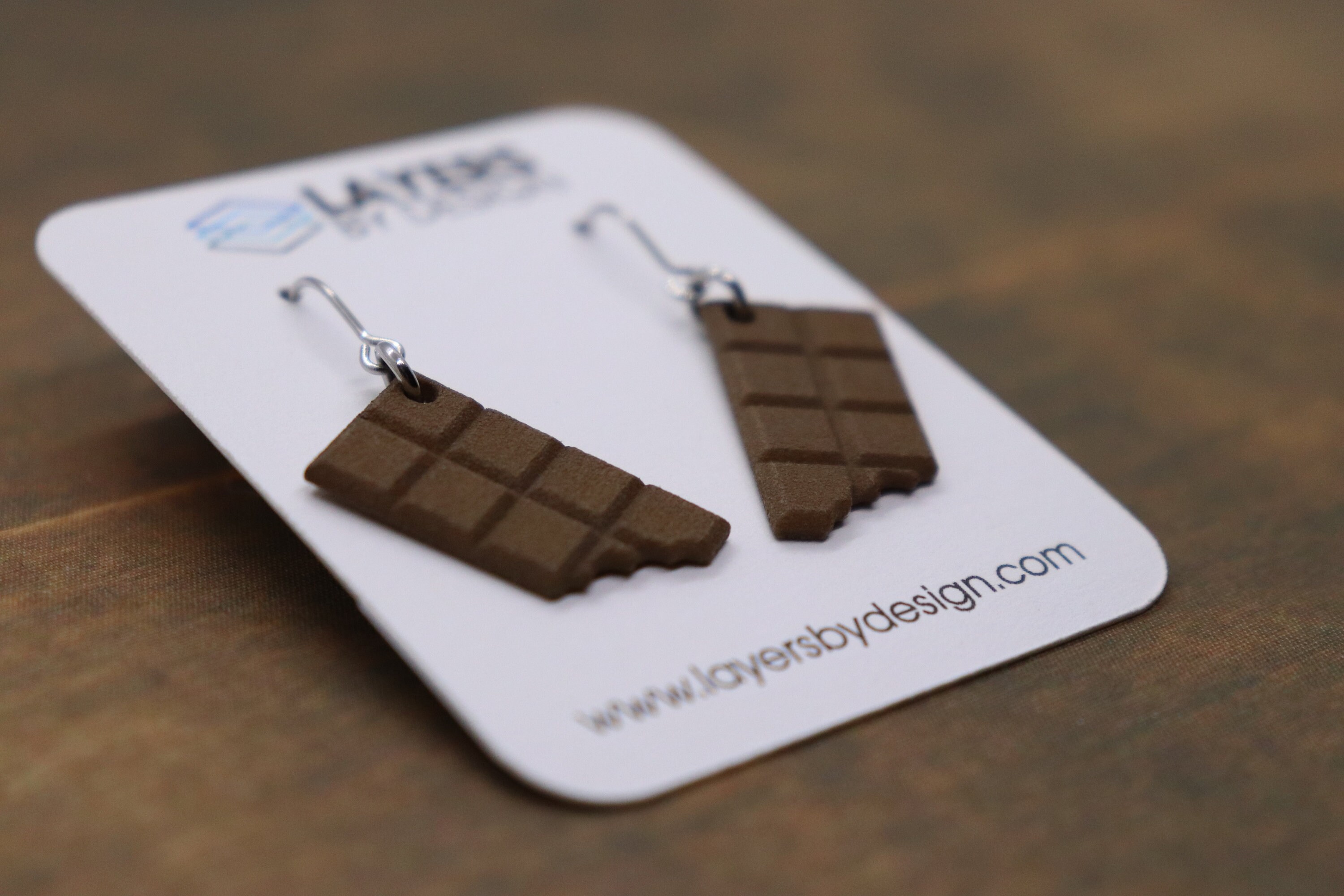 Chocolate Candy Bar Earrings 3D Printed Bite of Milk Etsy