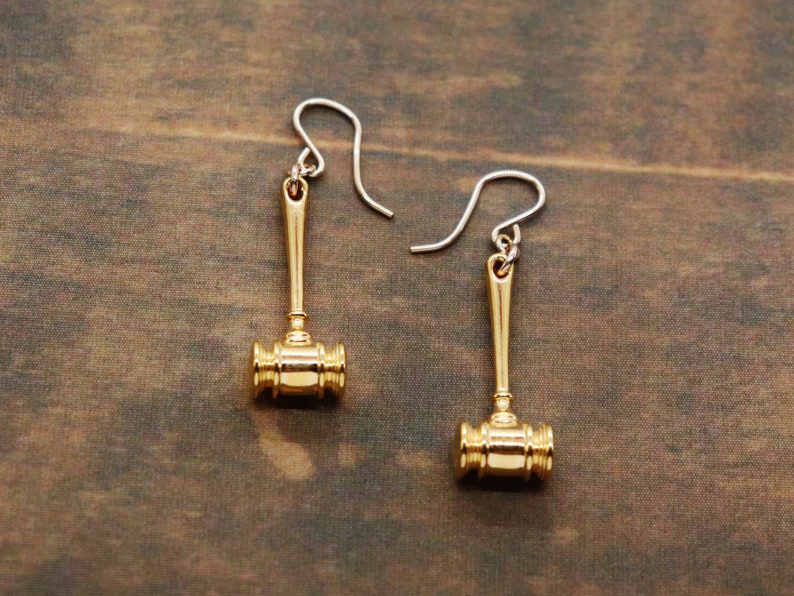 Gavel Earrings 3D Printed 18K Gold Plated Law Jewelry MADE Etsy