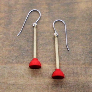 Toilet Plunger Earrings: Funny Earrings, 3D Printed Jewelry
