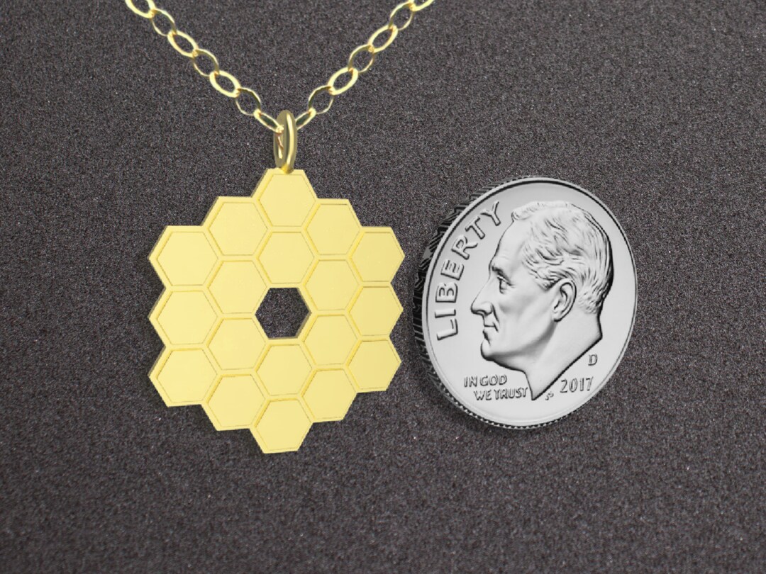 Small James b Space Telescope Mirror Pendant, 3D Printed NASA JWST