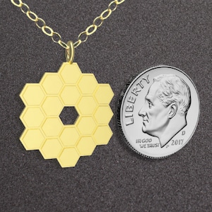 Small James Webb Space Telescope Mirror Pendant, 3D Printed NASA JWST Necklace, James Webb Telescope Jewelry, Made to Order!
