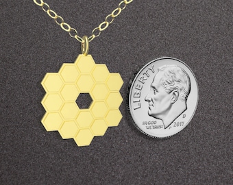 Small James Webb Space Telescope Mirror Pendant: 3D Printed NASA JWST Necklace, James Webb Telescope Jewelry, Made to Order!