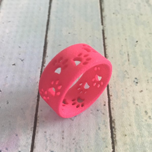 Paw Print Trail Ring, 3D Printed Nylon Jewelry for Pet Owner, MADE TO ORDER