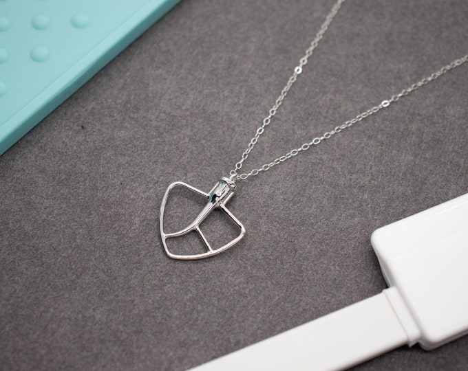 KitchenAid Style Beater Pendant: 3D Printed Mixer Necklace Baking Gift, Sterling Silver Baking Jewelry, KitchenAid Mixer Gift