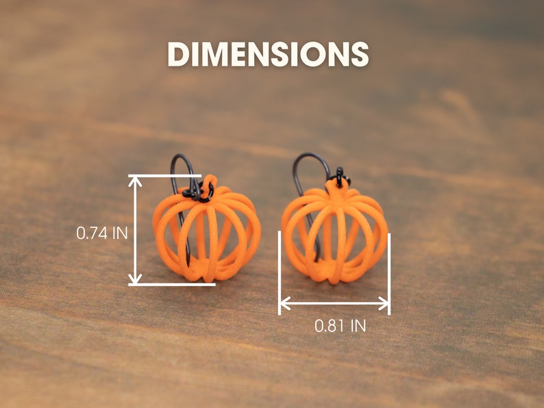 Wireframe Pumpkin Earrings, 3D Printed Harvest Fall Jewelry image 3