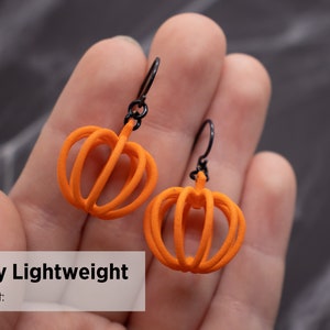 Wireframe Pumpkin Earrings, 3D Printed Harvest Fall Jewelry image 5