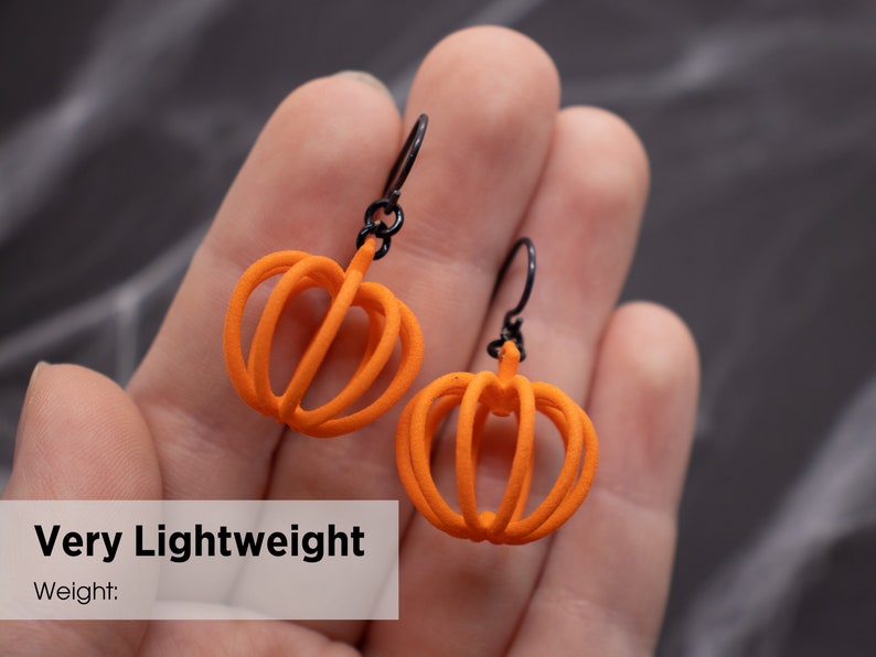 Wireframe Pumpkin Earrings, 3D Printed Harvest Fall Jewelry image 5