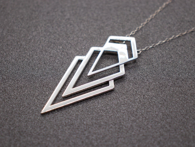 Valorous Necklace, Art Deco Jewelry, 3D Printed Jewelry, Silver Jewelry for Women, Gold Trendy Jewelry, Sterling Geometric Jewelry image 9