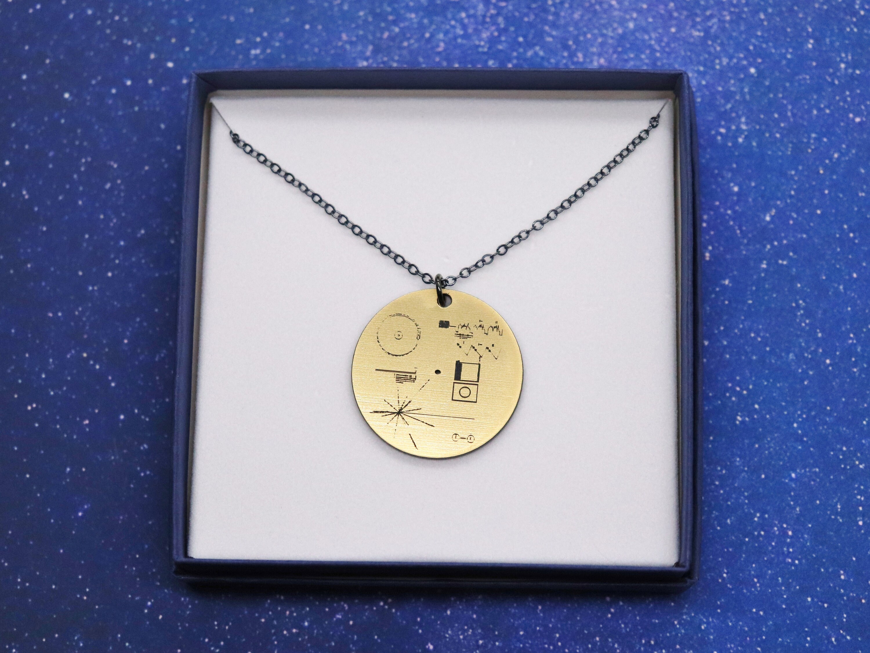 Voyager Golden Record Pendant: Laser Cut/etched Plastic Necklace