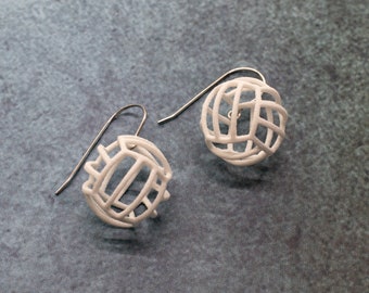 Volleyball Earrings, 3D Printed White Ball Sport Jewelry