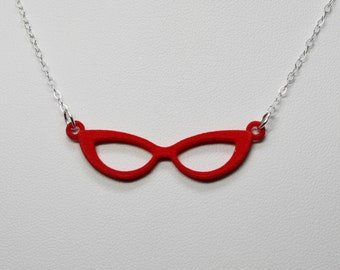 Cat Eye Glasses Necklace, 3D Printed Nylon Jewelry for Optometrist, Optician, or Ophthalmologist