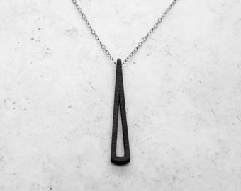 Dripping Drop Pendant, Y Necklace, 3D Printed Nylon, Black Sterling Silver Chain, Modern Necklace, Geometric Necklace, Minimalist Gift