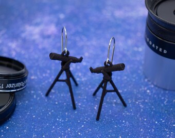 Refracting Telescope Earrings | Black Telescope Space Earrings | 3D Printed Astronomy Gifts | Astronomy Jewelry for Astronomy Lover
