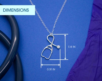 AOBOCO Collana In Argento 925 Con Ciondolo Cuore E Stetoscopio Per Infermieri E Medici, Regalo Di Laurea