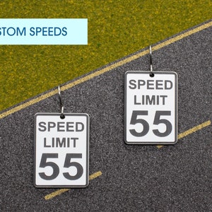 Speed Limit Road Sign Earrings, Laser-Cut & Laser-Etched Acrylic