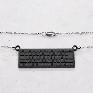 Computer Keyboard Necklace, 3D Printed Black Nylon Tech Gift image 4