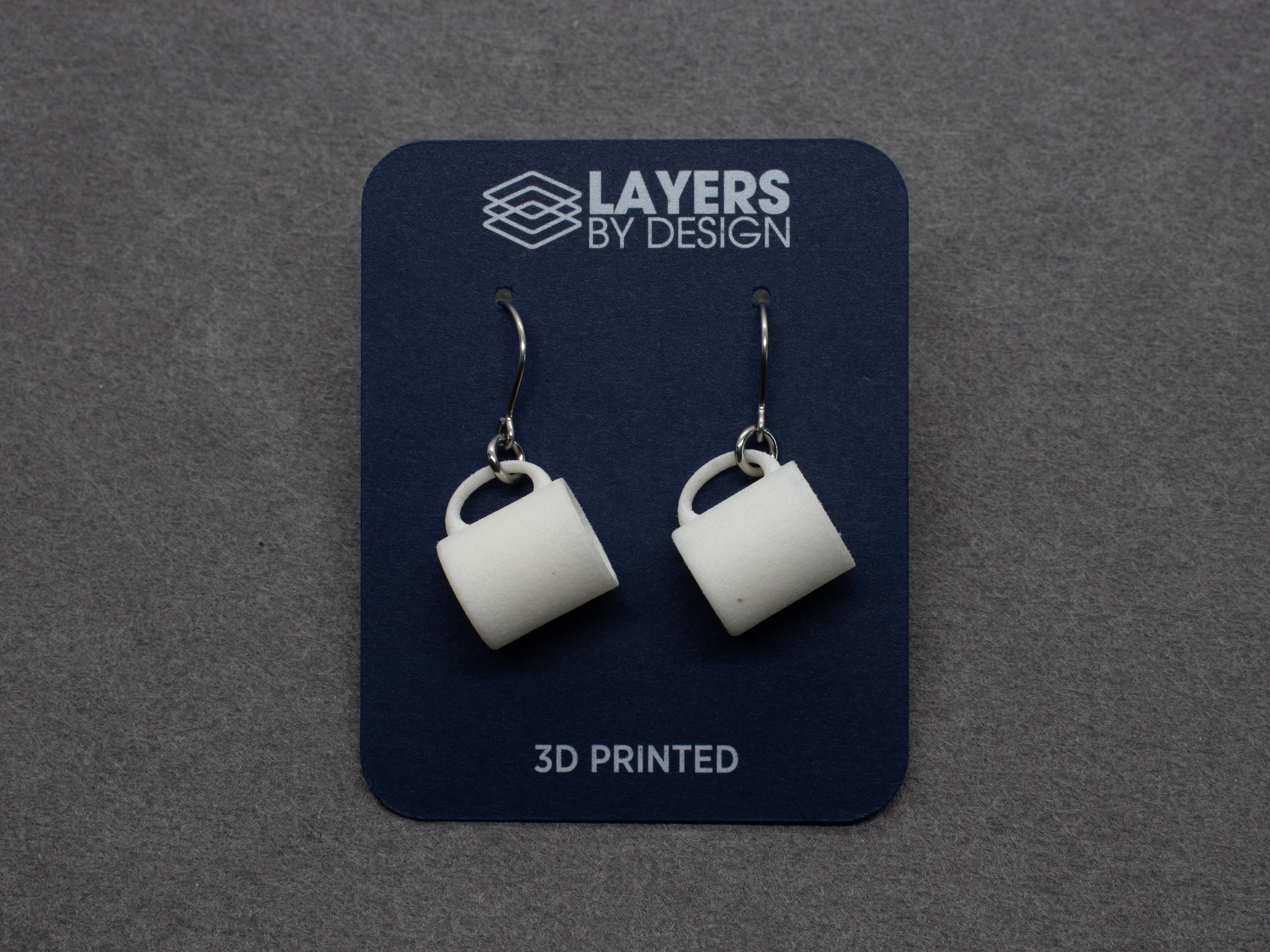 Coffee Mug Earrings 3D Printed White Nylon Miniatures Etsy