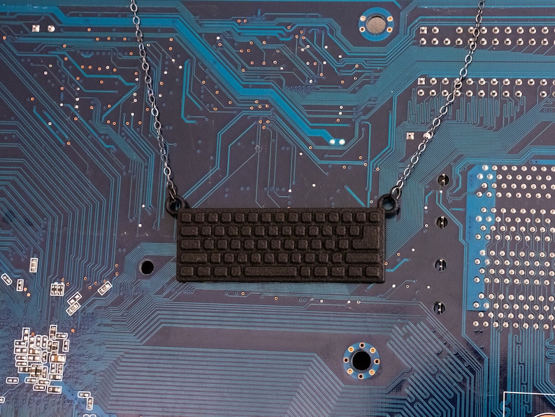 Computer Keyboard Necklace 3D Printed Black Nylon Tech Gift | Etsy