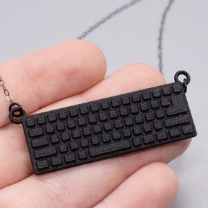 Computer Keyboard Necklace, 3D Printed Black Nylon Tech Gift image 6