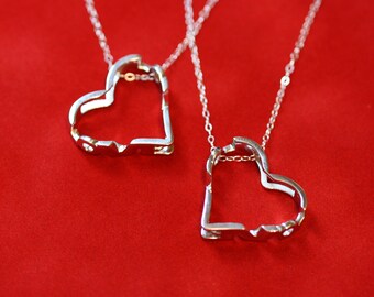 Harthanger met liefde: hanger met verborgen bericht voor Valentijn, 3D-geprinte rhodiumhanger, Valentijnsdagcadeau voor haar, hartsieraden