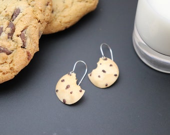 Chocolate Chip Cookie Earrings, 3D Printed Nylon Food Jewelry