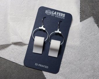 Toilet Paper Roll Earrings, 3D Printed Nylon & Stainless Steel Funny Jewelry