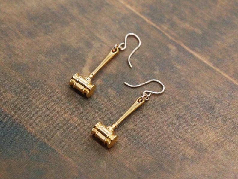 Gavel Earrings 3D Printed 18K Gold Plated Law Jewelry MADE Etsy