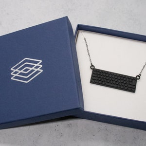 Computer Keyboard Necklace, 3D Printed Black Nylon Tech Gift image 8