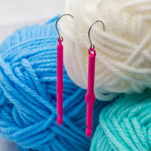 Crochet Hook Earrings, Crochet Gift, 3D Printed Crochet Needles, Jewelry Gift for Crocheters