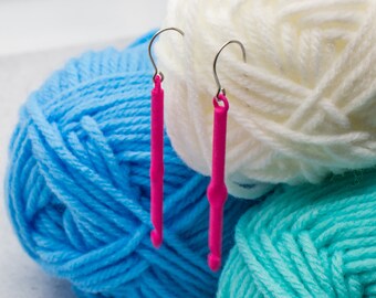 Crochet Hook Earrings, Crochet Gift, 3D Printed Crochet Needles, Jewelry Gift for Crocheters