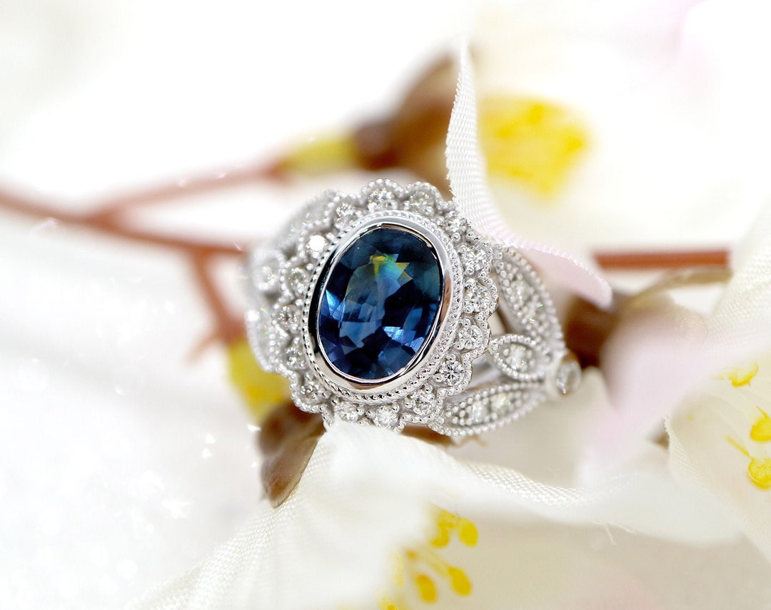 Oval Sapphire Victorian Engement Ring Blue Sapphire / - Etsy Australia