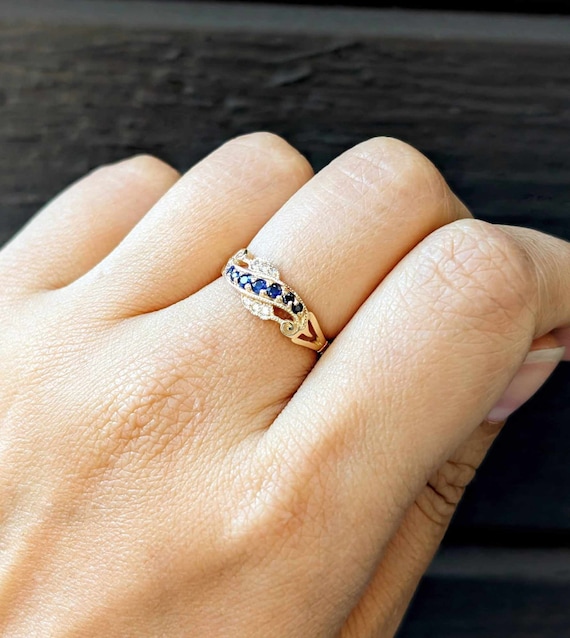 Buy Blue Sapphire and Diamond Celebration Ring Online in India Etsy