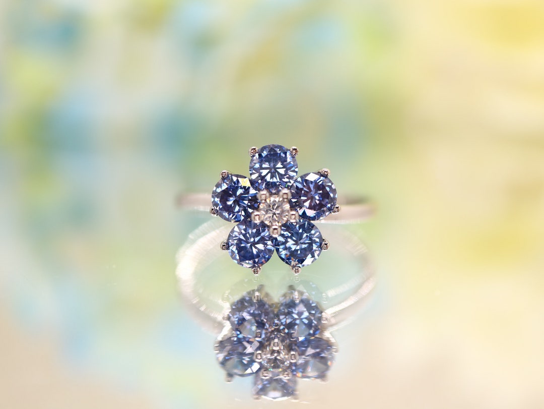 5 Carat Lab-Grown Sapphire Flower Shape Ring main image 1