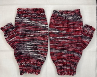 Fingerless Colorway Gloves, Crimson Moon Red