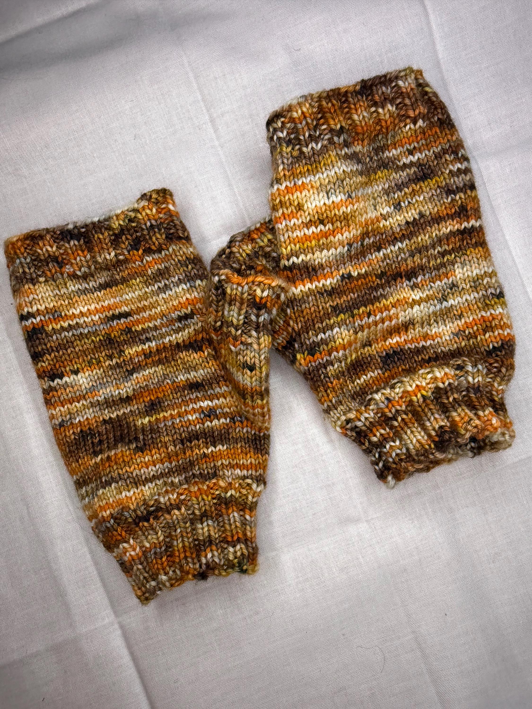 Fingerless Colorway Gloves, Pumpkin Spice