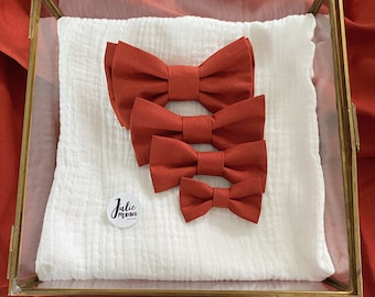 Terracotta / rust / brick / orange brown bow tie in cotton, wedding accessories, knot, man, child, woman, ceremony, civil partnership
