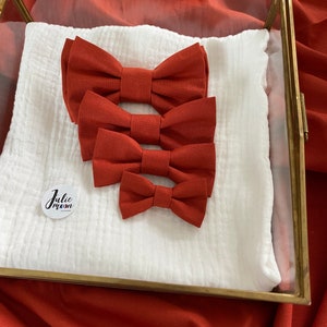 Terracotta / rust / brick / orange brown bow tie in cotton, wedding accessories, knot, man, child, woman, ceremony, civil partnership image 2