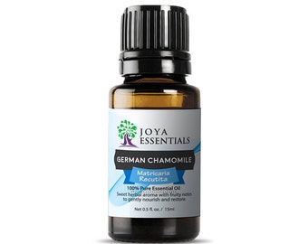 Chamomile Essential Oil, German Chamomile, 100% Pure Essential Oil, Organic Blue Chamomile Oil, Undiluted, Therapeutic Grade
