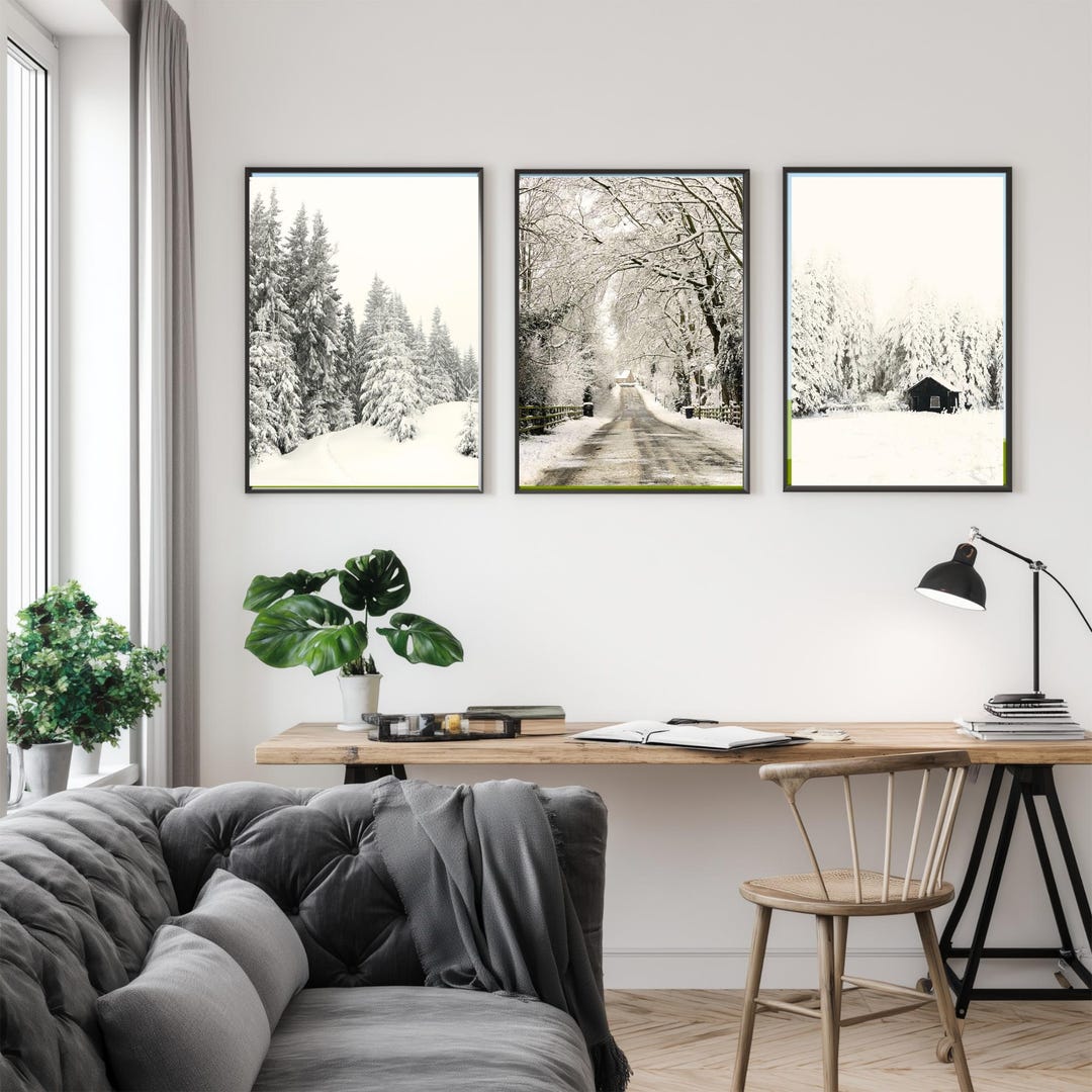 Winter Scenes Set of 3 Holiday Decor Printable Wall Art Snowy Trees ...