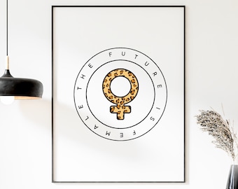 El futuro es la impresión femenina Cartel feminista, Cita feminista Arte mural, Impresión feminista